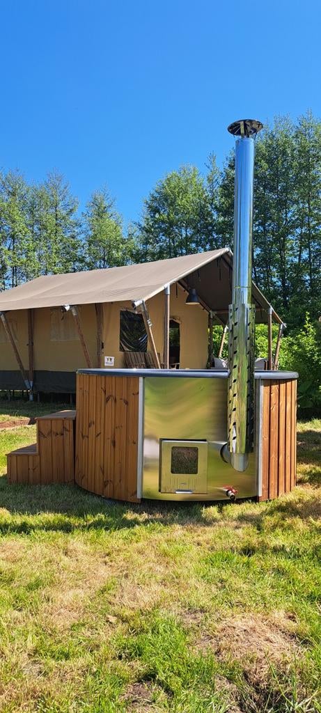 Kunststof hot tub, 200 cm, thermohout, cover, pijpbeschermer, Ophalen, Trap, Nieuw, 7251MZ
