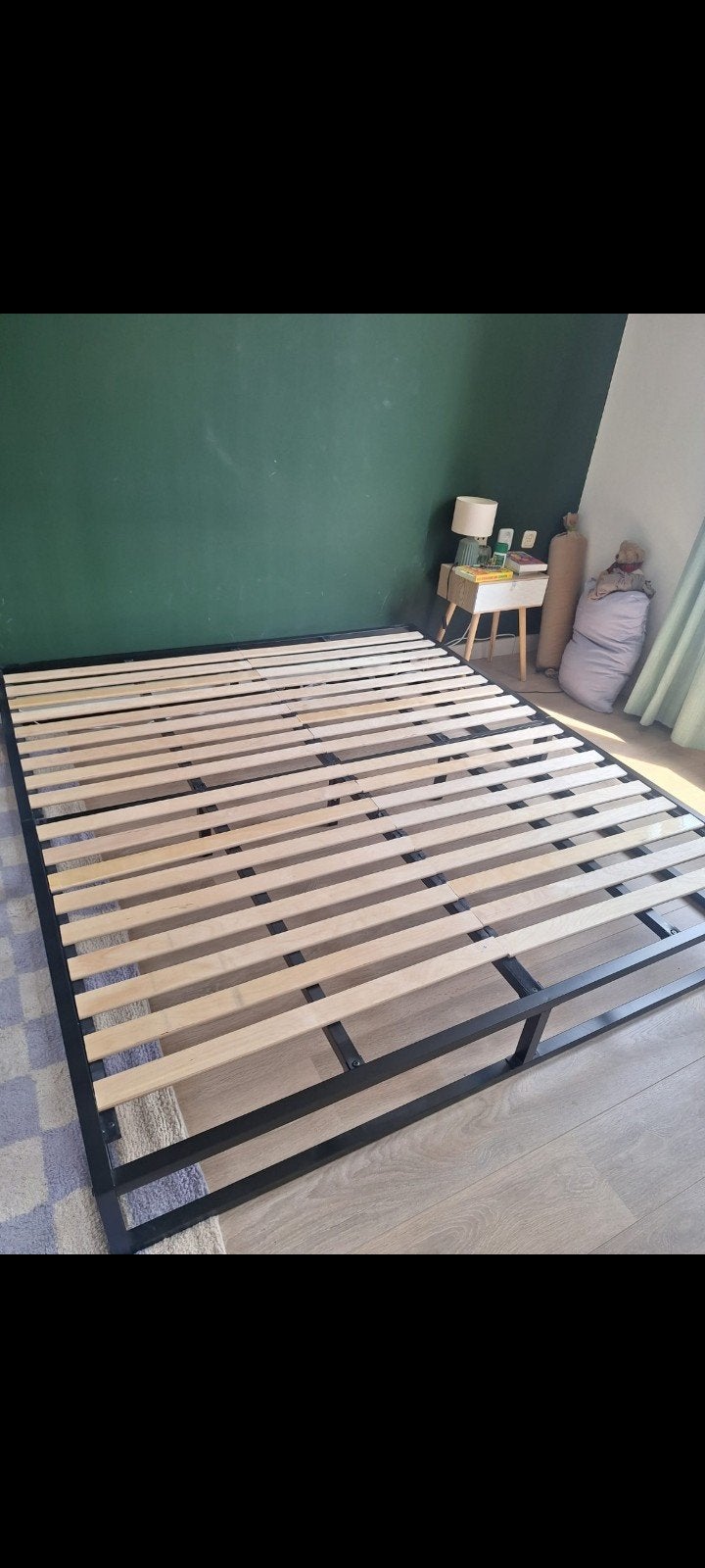 Bedframe met lattenbodem 200x180cm - Prima staat, Huis en Inrichting, Slaapkamer | Bedden, Ophalen, Zwart, Tweepersoons, Zo goed als nieuw