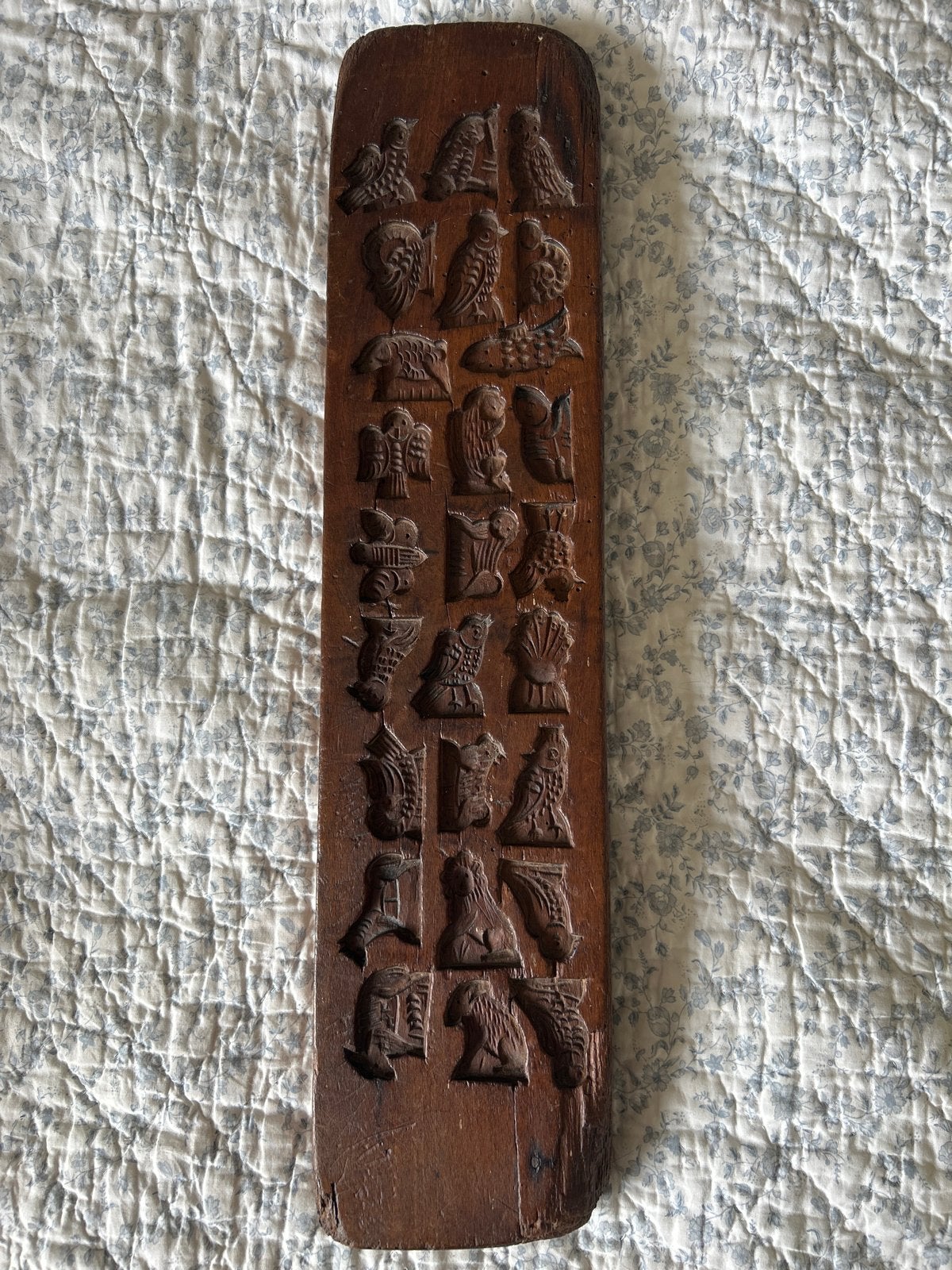 Antieke houten speculaasplank met diverse figuren, Ophalen of Verzenden
