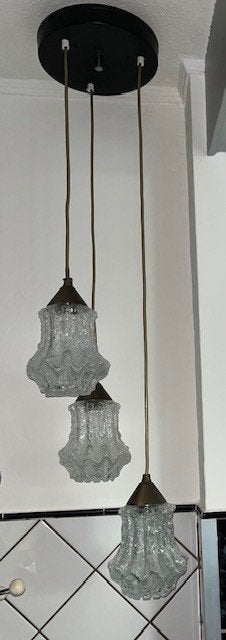 Vintage cascade hanglamp, Ophalen of Verzenden, Glas, Minder dan 50 cm