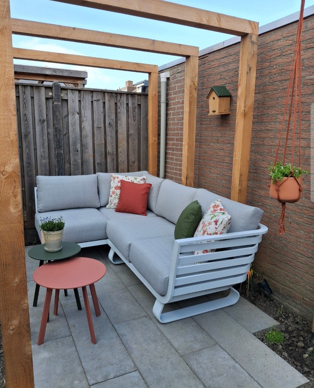 Zo goed als nieuwe Santika Sovita hoek loungeset, 4 zitplaatsen, Bank, Aluminium, Ophalen of Verzenden