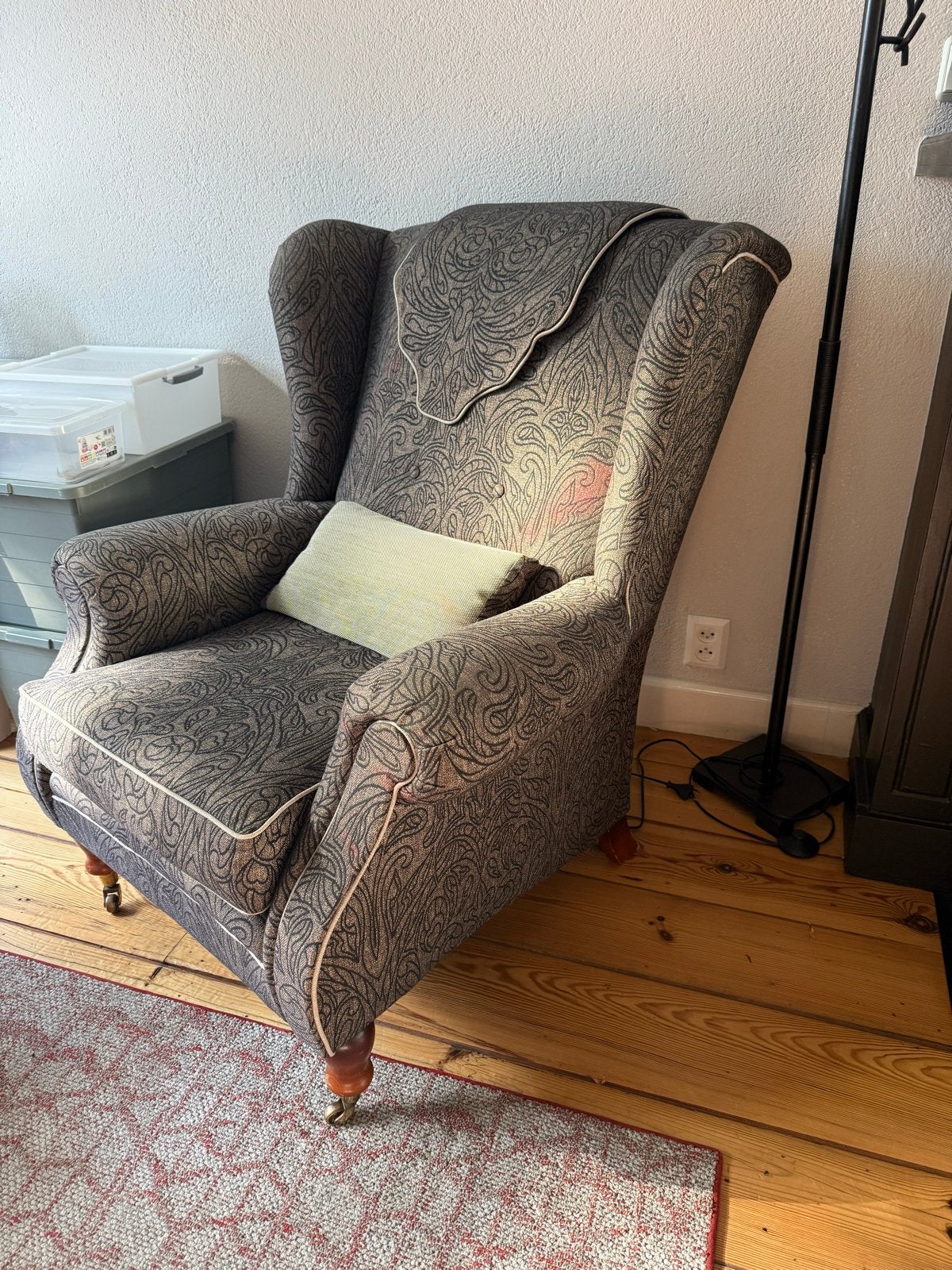 Schitterende gerestaureerde oorfauteuil, Huis en Inrichting, Fauteuils, Ophalen, Zo goed als nieuw, Stof, 75 tot 100 cm