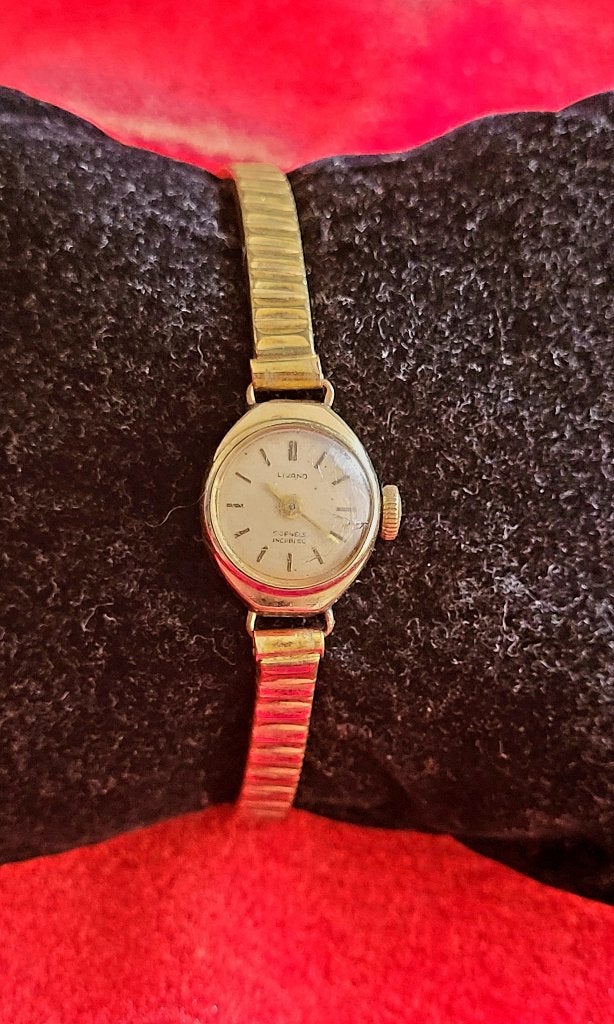 Antieke horloge verguld, Staal, Polshorloge, 1930 tot 1960, Verguld