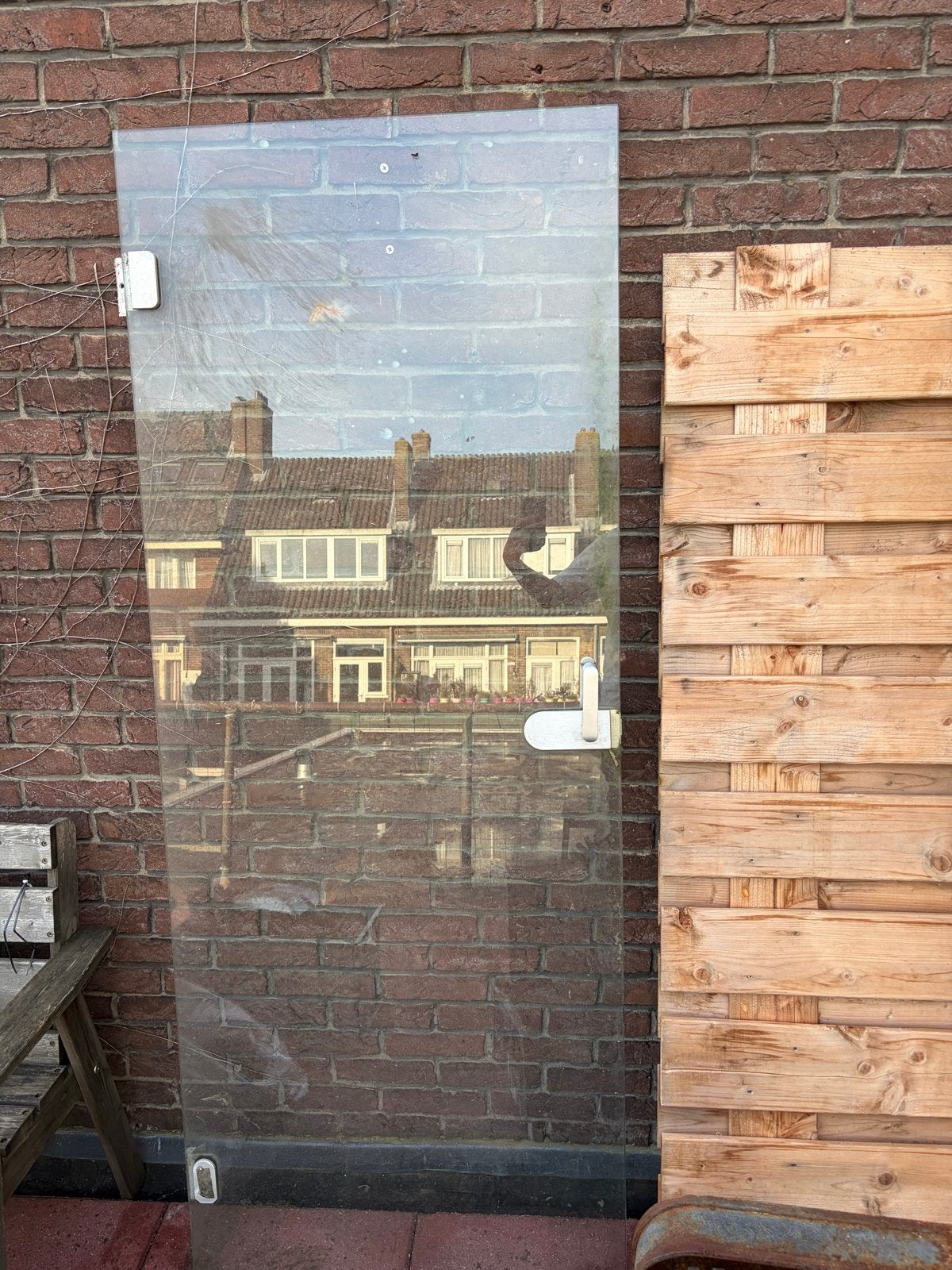 Glazen deur 198x78cm met scharnieren, Ophalen, Gebruikt, Minder dan 80 cm, Binnendeur
