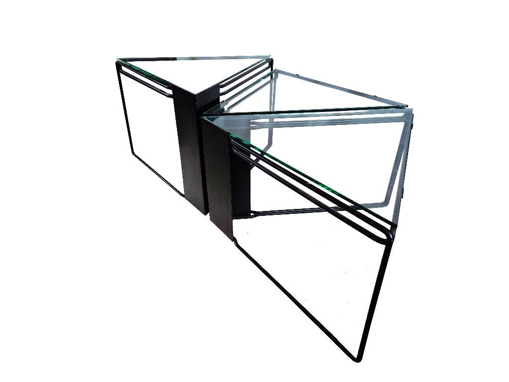 Schitterende vintage salontafel bijzettafels nesting tables., Ophalen, Gebruikt, Zwart, Metaal