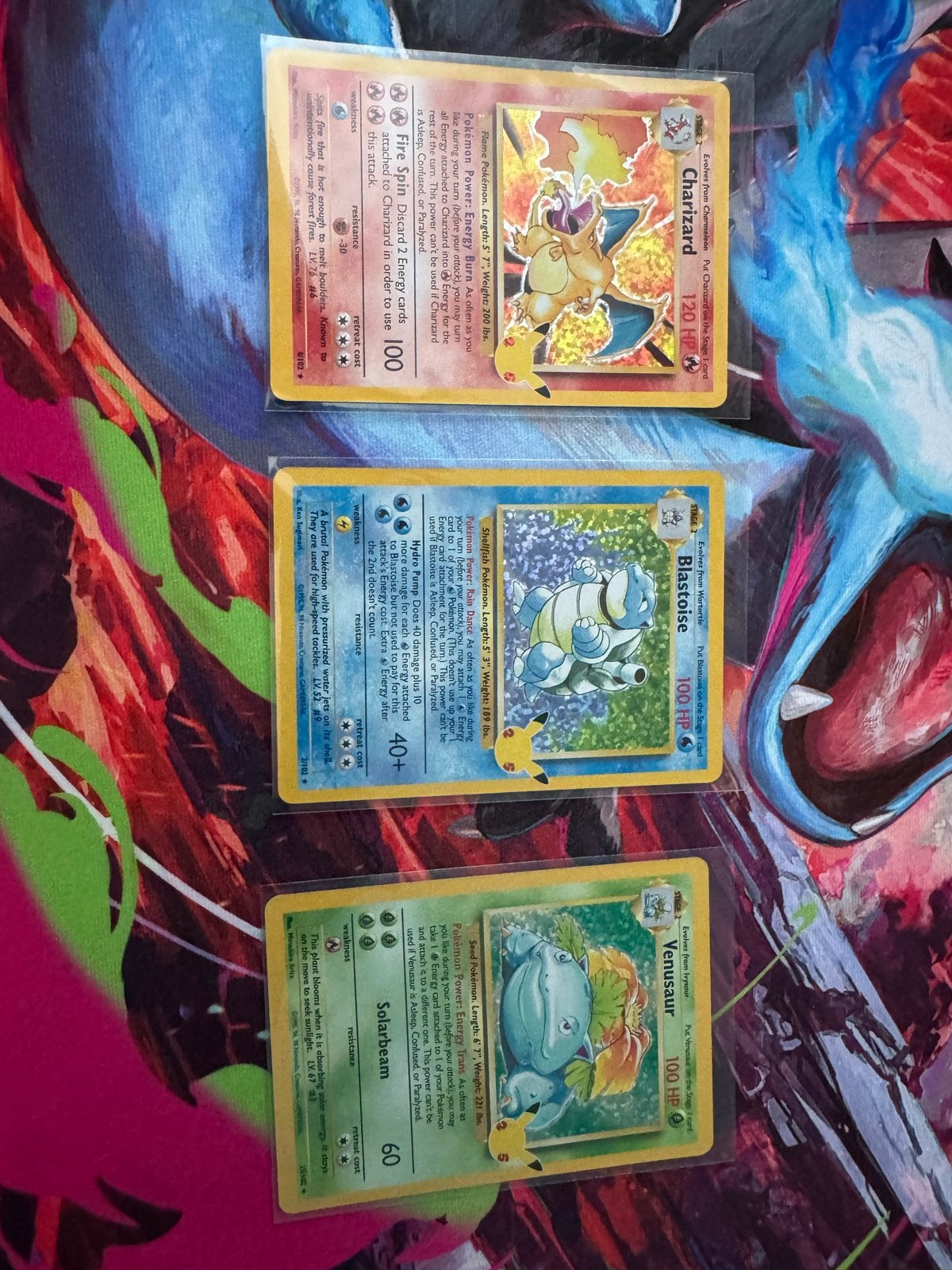 Charizard, Blastoise, Venusaur - 25th Celebrations Pokémon, Hobby en Vrije tijd, Ophalen of Verzenden, Zo goed als nieuw, Meerdere kaarten