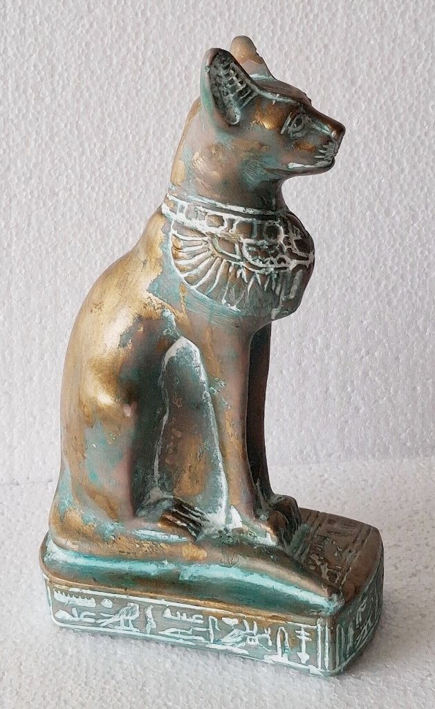 Beeldje kat godheid Bastet uit Egypte van messing, Ophalen of Verzenden