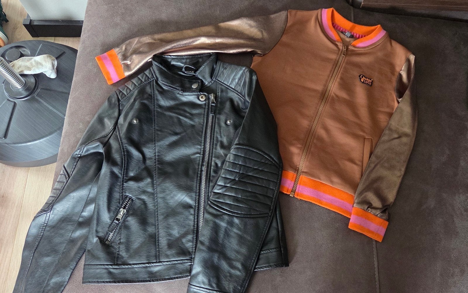Stoere jassen set: Quapi bomberjack & zwart leren jack, Gebruikt, Meisje, Ophalen of Verzenden, Quapi