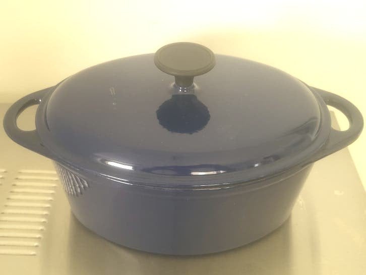 Indigo blauwe gietijzeren braadpan 27cm, Nieuw, Ophalen of Verzenden, Met handvatten, Overige merken