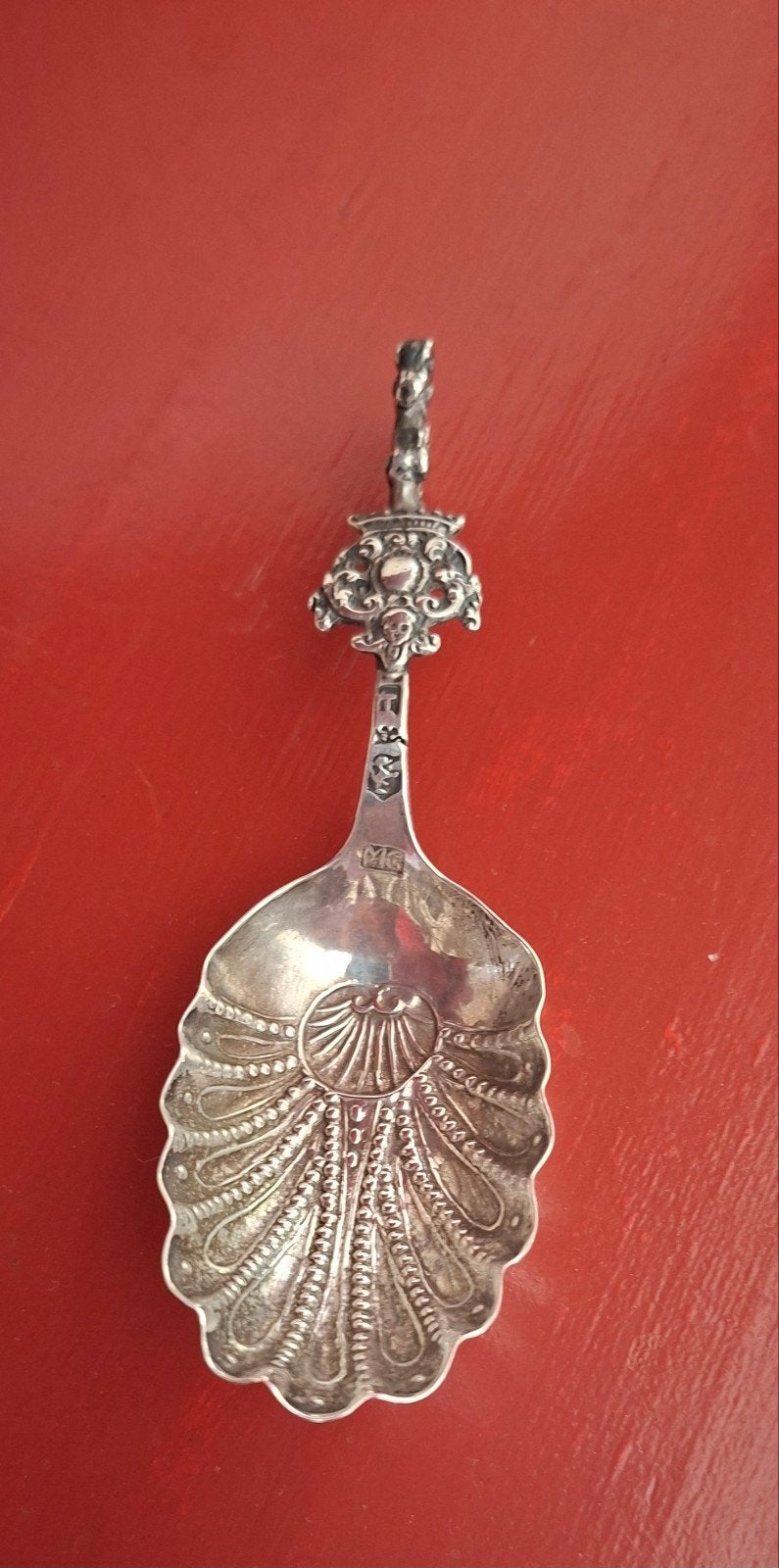 Antieke zilveren roomlepel (Marten Kingma Bolsward 18e eeuw), Ophalen of Verzenden, Zilver