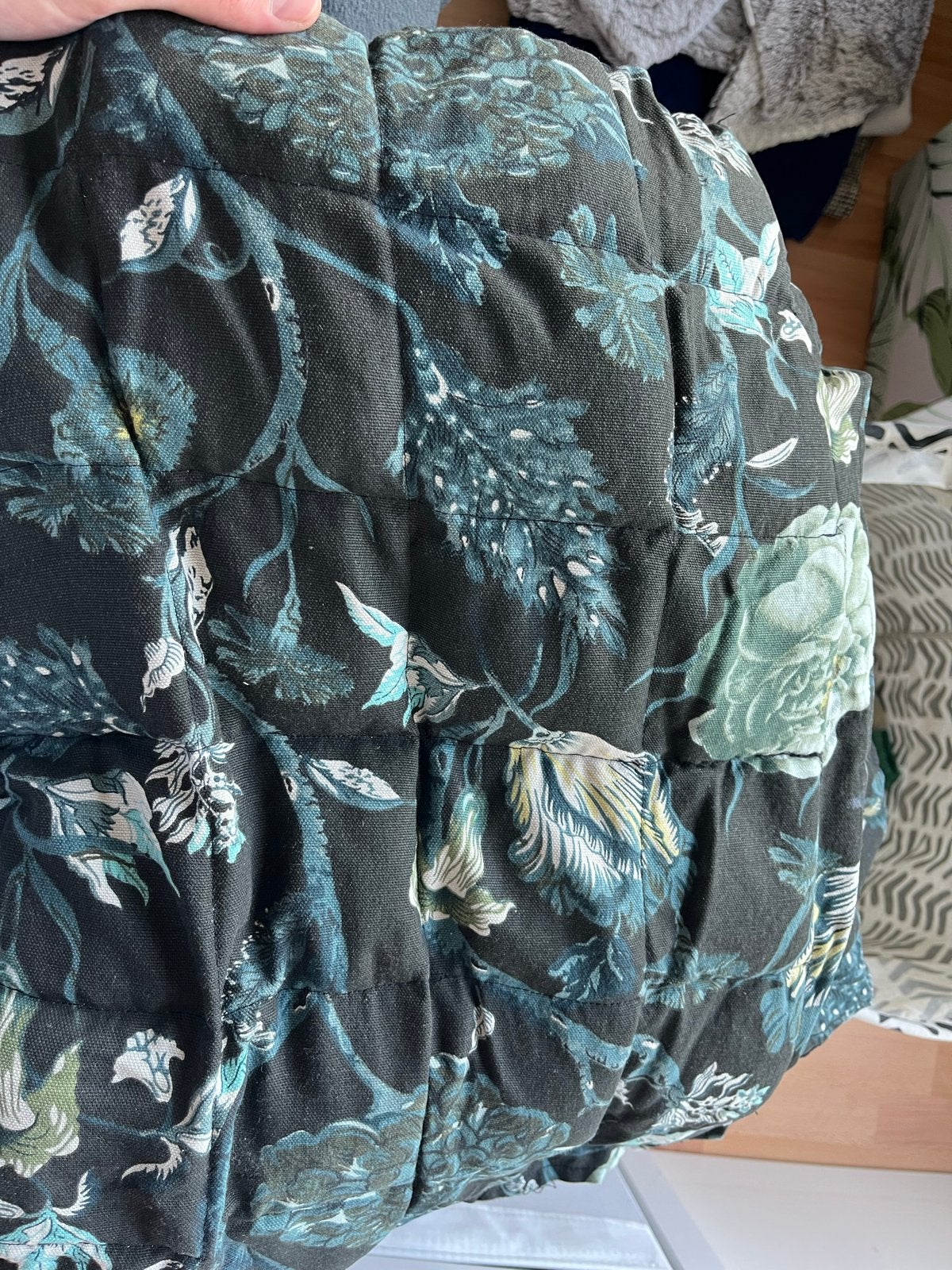 Verzwaringsdeken 7 kg met bloemenprint en tas, Ophalen, Eenpersoons, Zwart, Dubbelzijdig bruikbaar