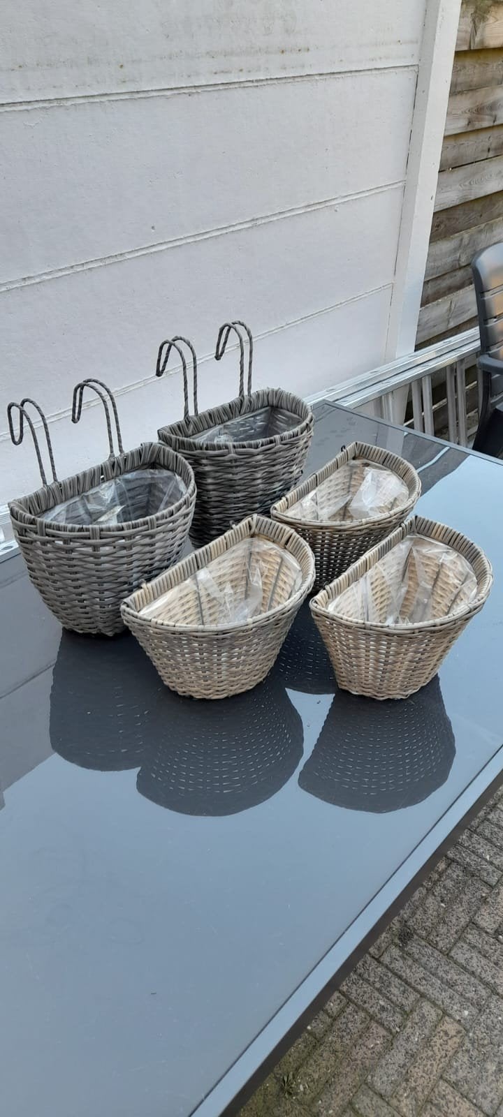 5 hang bakken voor buiten planten, Ophalen, Rond, Kunststof, Minder dan 30 cm