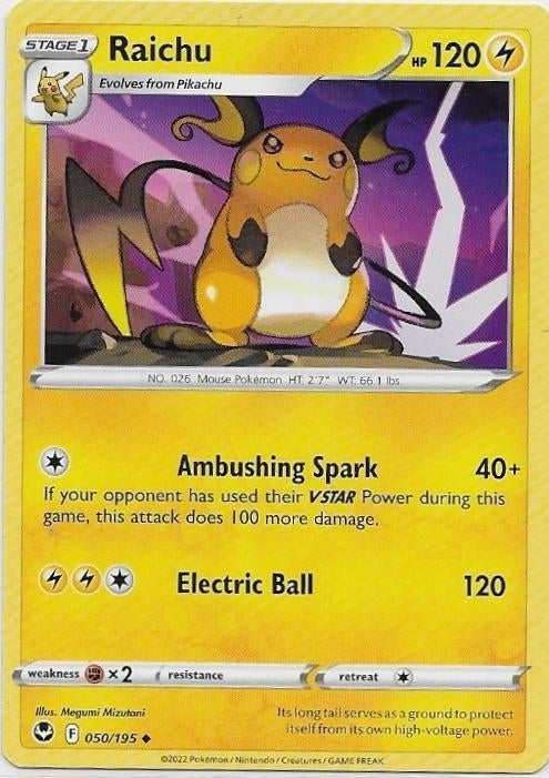 Silver Tempest,  Raichu [uncommon] 50/195, Verzenden, Nieuw, Losse kaart