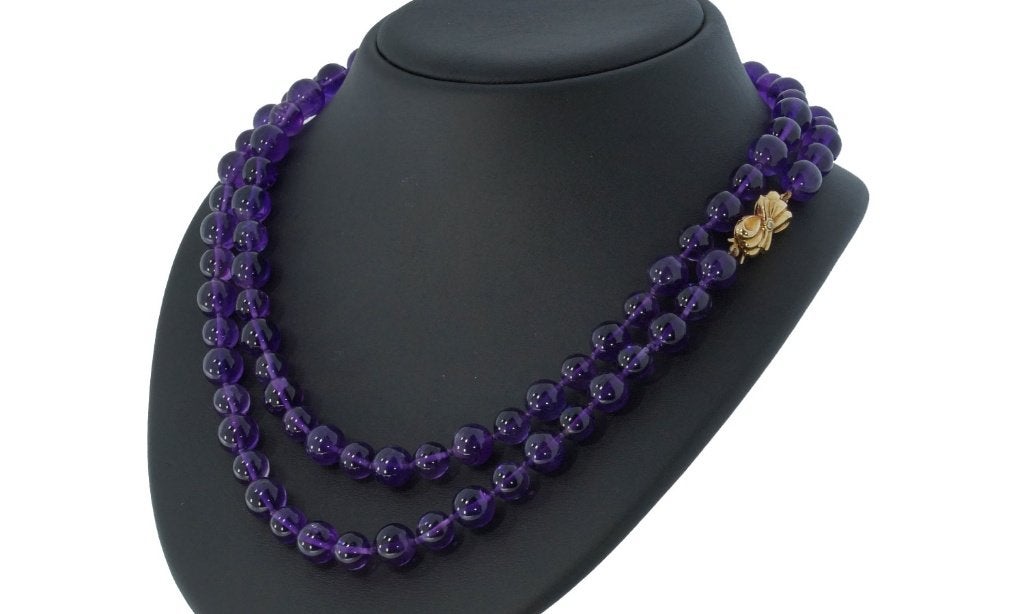 Amethist diamant edelsteen ketting 18k slot goud fraai dames, Voordeelsieraden, Ophalen of Verzenden, Zo goed als nieuw, Met edelsteen