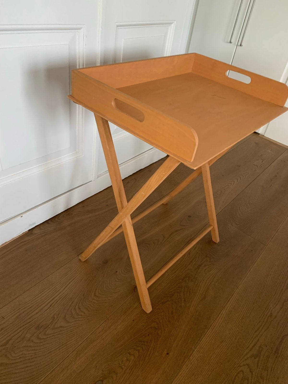 Houten dienbladtafel - inklapbaar, Ophalen, Gebruikt, 55 tot 75 cm, 60 cm of meer