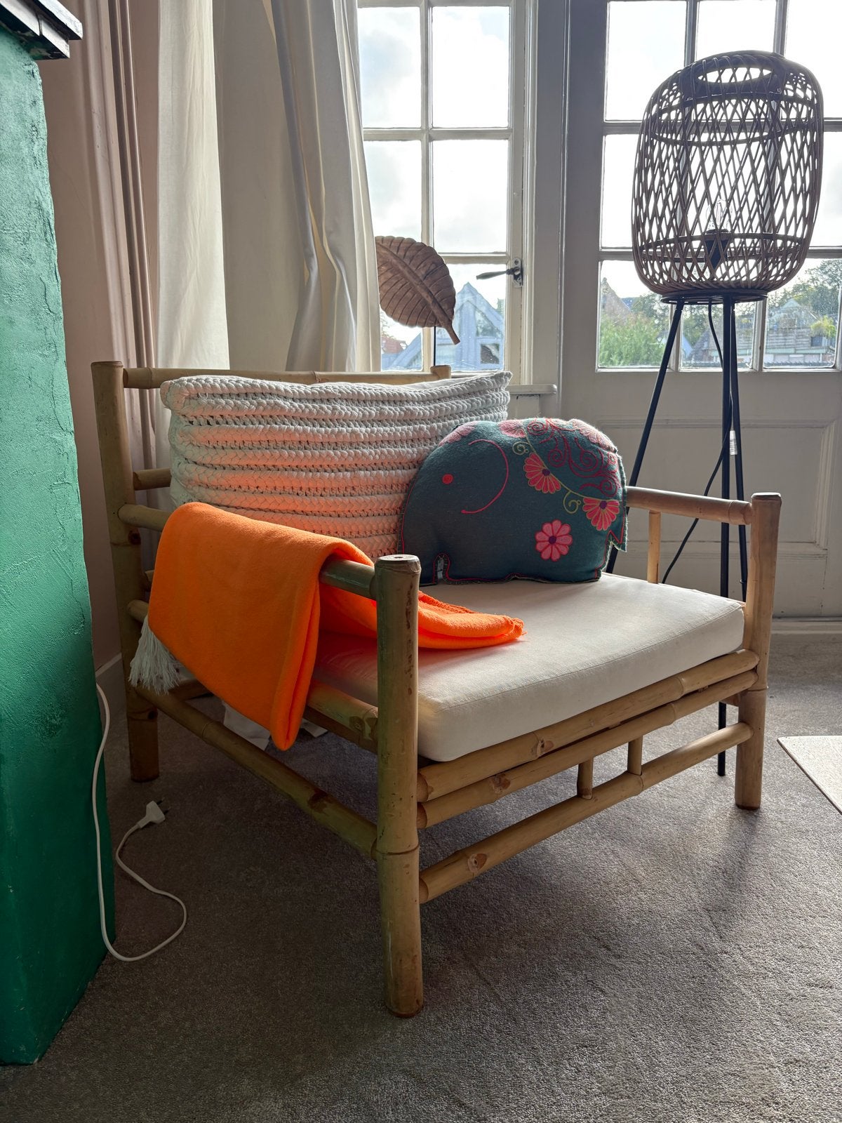 Bamboe fauteuil met kussen - Sukha Amsterdam, Ophalen, Overige kleuren, Zo goed als nieuw, Eén