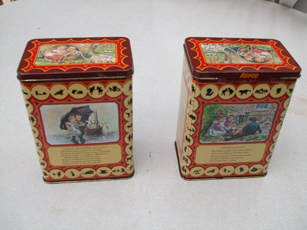 2 Blikken 165X123X82 mm, Verzamelen, Blikken, Ophalen of Verzenden, Zo goed als nieuw, Overige