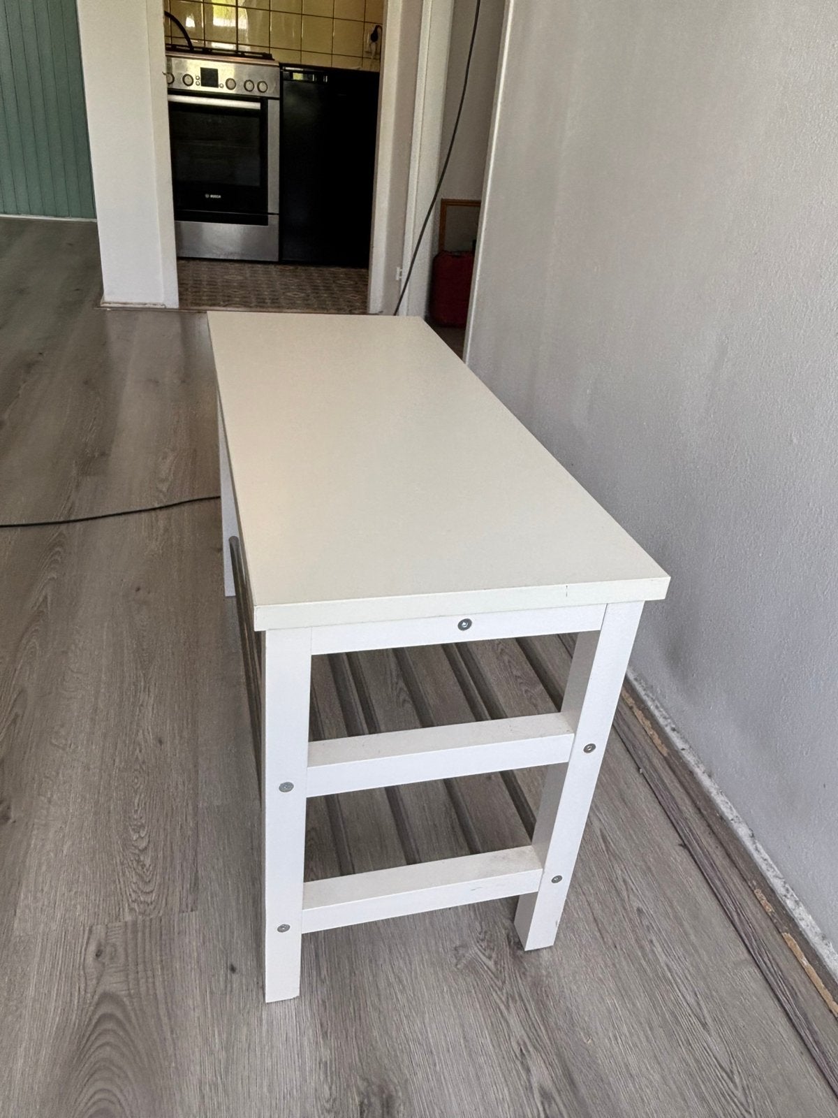 IKEA HEMNES bank met schoenenrek – wit, Ophalen, Zo goed als nieuw