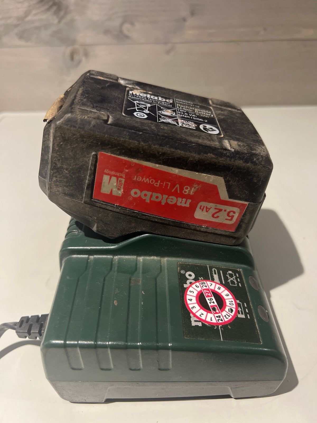 Metabo 18V Li-Power Accu 5.2Ah met Oplader - Gebruikt, N, Ophalen of Verzenden, N, N