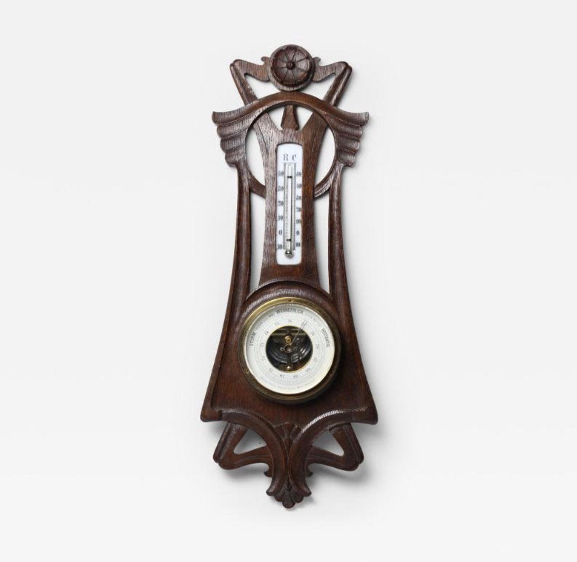Te koop gevraagd Art Nouveau barometer met thermometer, Ophalen of Verzenden, Zo goed als nieuw, Barometer