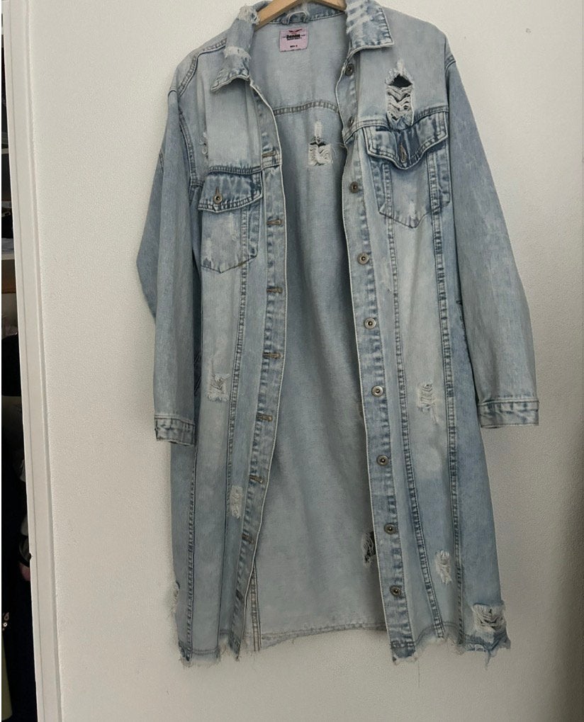 Nieuwe lange spijkerjas spijkerjack maat L/XL, Ophalen of Verzenden, Nieuw, Maat 46/48 (XL) of groter, Blauw