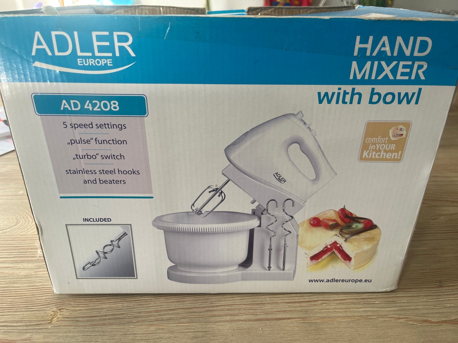ADLER Handmixer AD 4208 met kom - Nieuw in doos, Minder dan 1 liter, Ophalen, Nieuw, 3 snelheden of meer