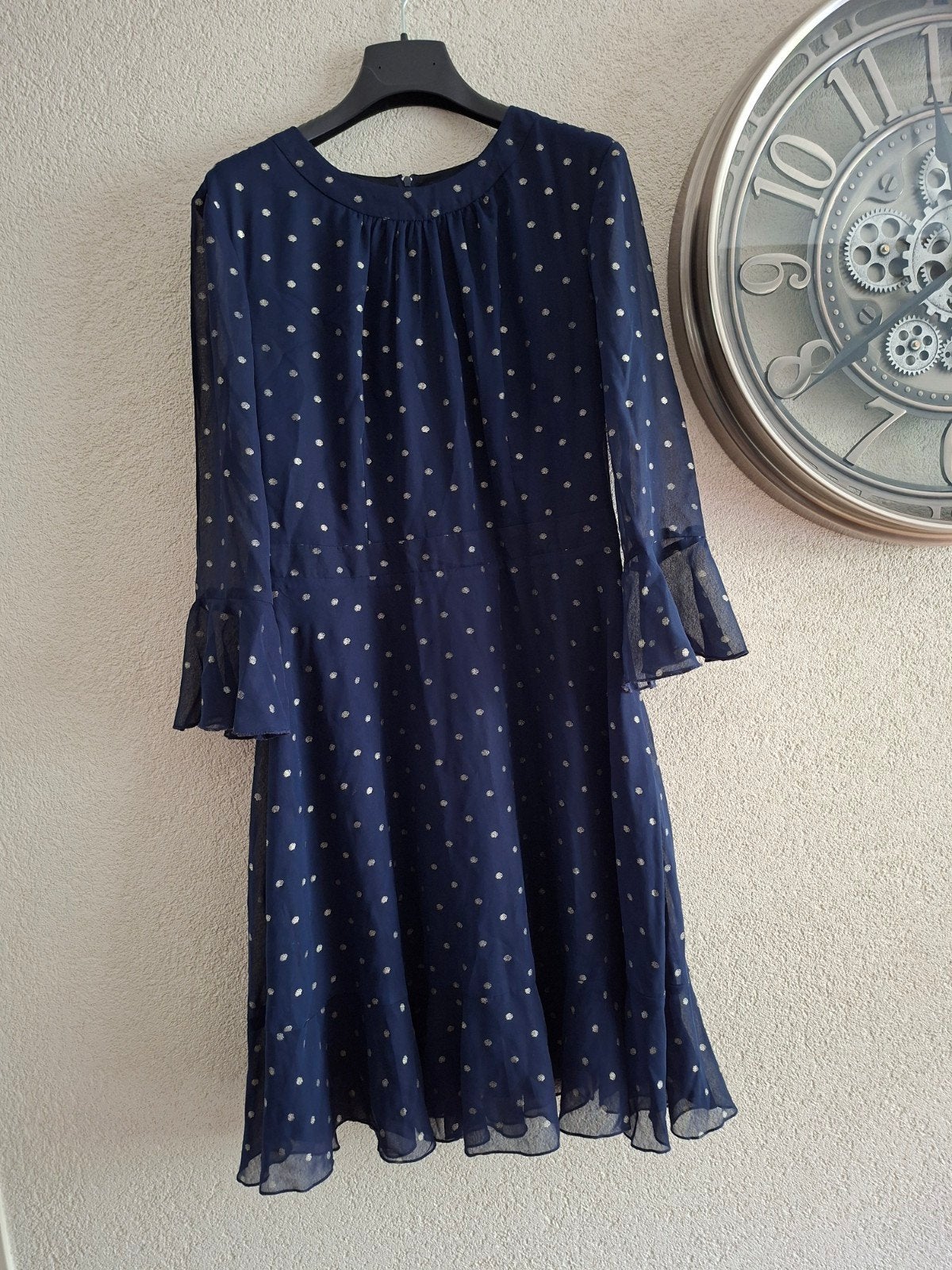 Orsay blauwe jurk met gouden stippen, maat XS, Kleding | Dames, Jurken, Blauw, Ophalen of Verzenden, Zo goed als nieuw, Orsay