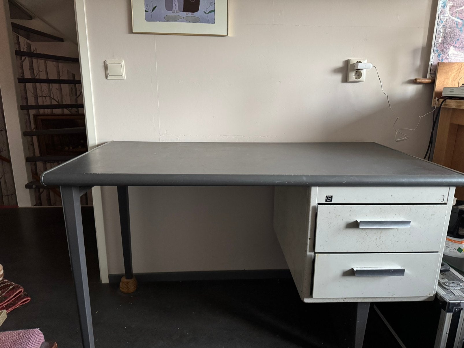 Mooi oud zwaar Gispen bureau, Huis en Inrichting, Bureaus, Ophalen, Gebruikt