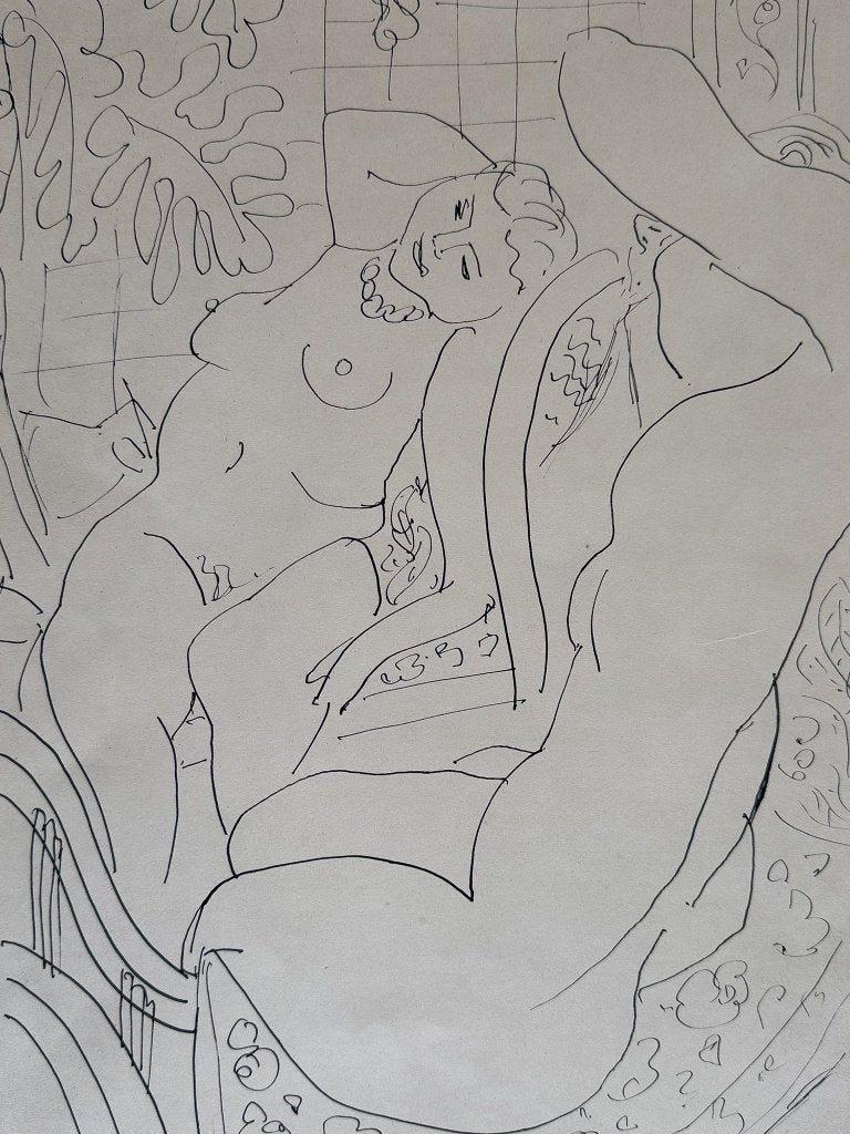 Henri Matisse print - heliogravure 1939 - lijntekening naakt, 40 cm, Verzenden, Overige technieken, 50 cm