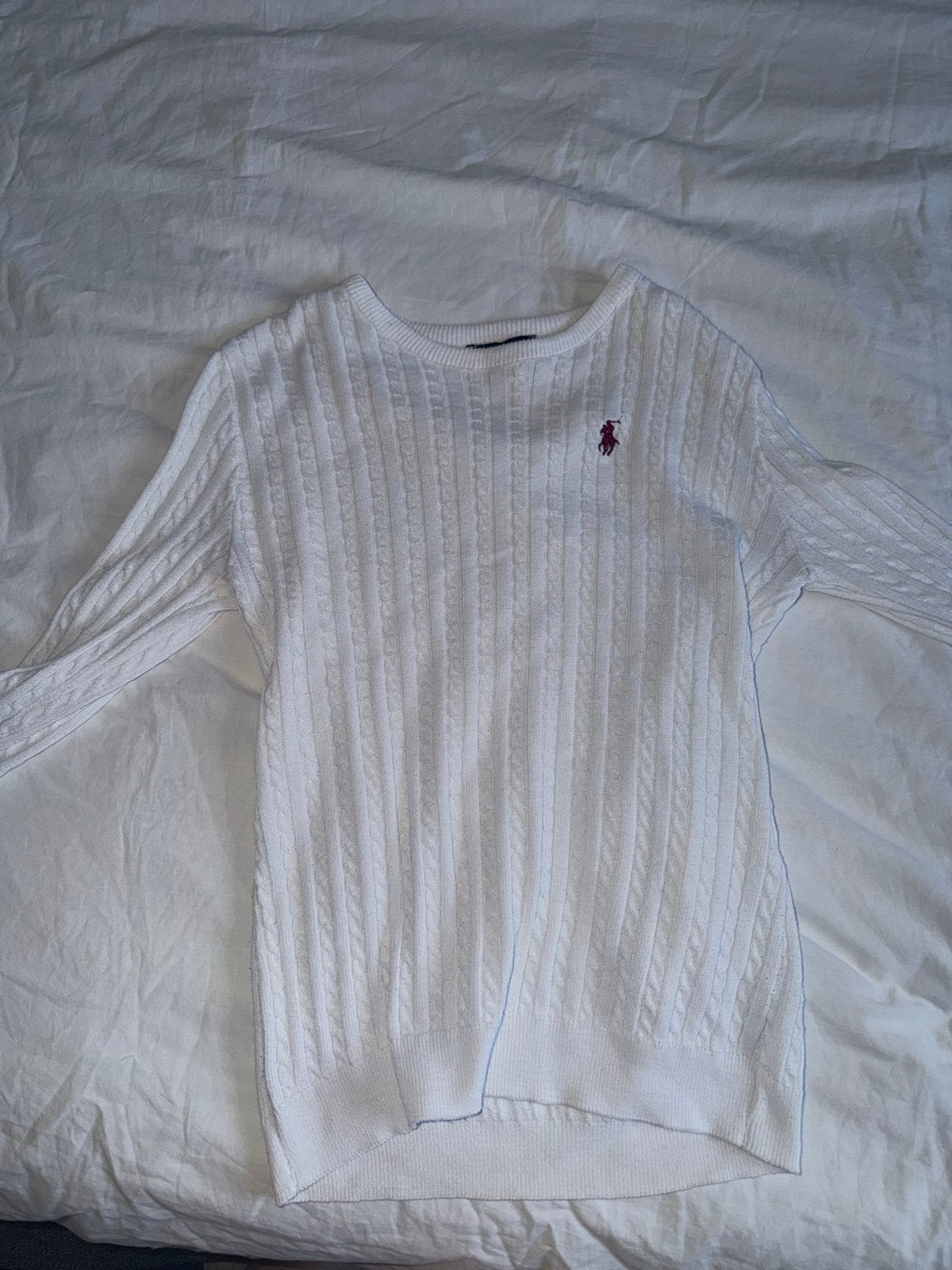 Polo Ralph Lauren kabelgebreide trui wit maat M, Kleding | Dames, Truien en Vesten, Ophalen of Verzenden, Zo goed als nieuw, Maat 38/40 (M)