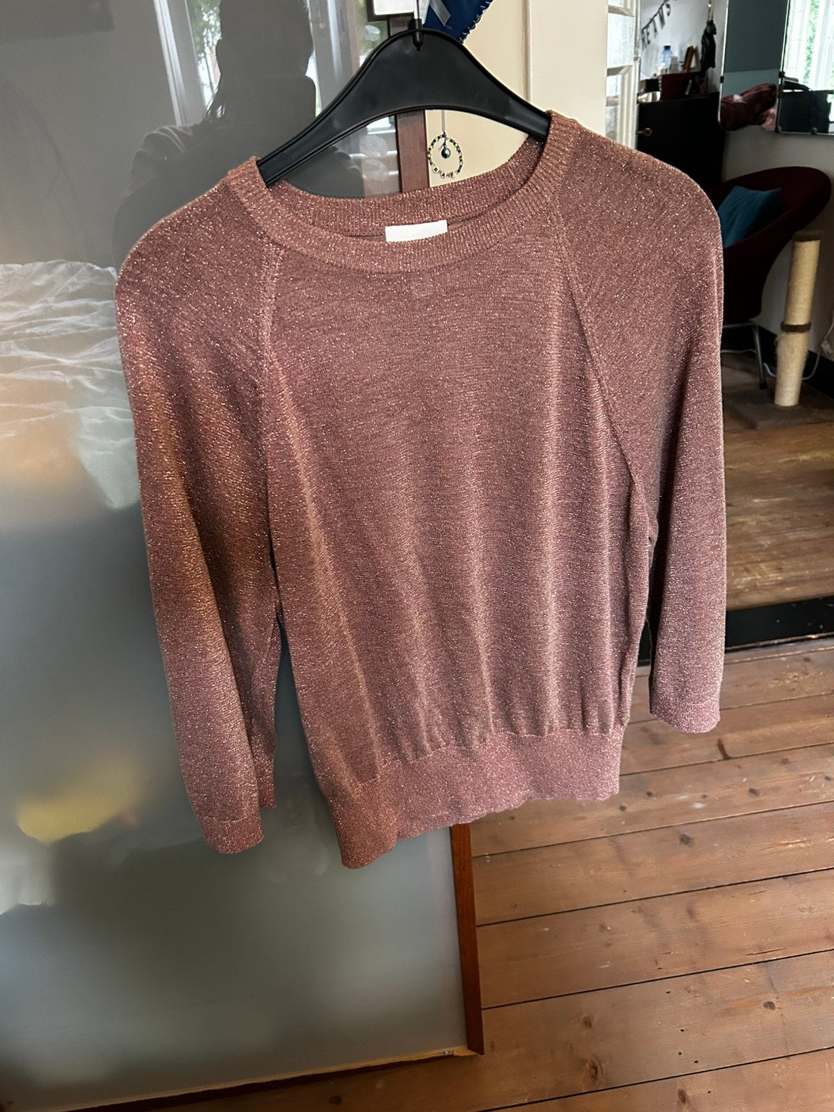 H&M top glitter, Kleding | Dames, Tops, Maat 38/40 (M), Ophalen of Verzenden, Zo goed als nieuw, Lange mouw