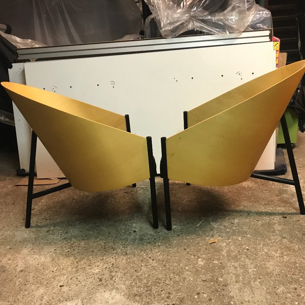 2 Steel Line Starck Pratfall fauteuil Vintage italiaans, Gebruikt, 75 tot 100 cm, Ophalen of Verzenden, Nvt