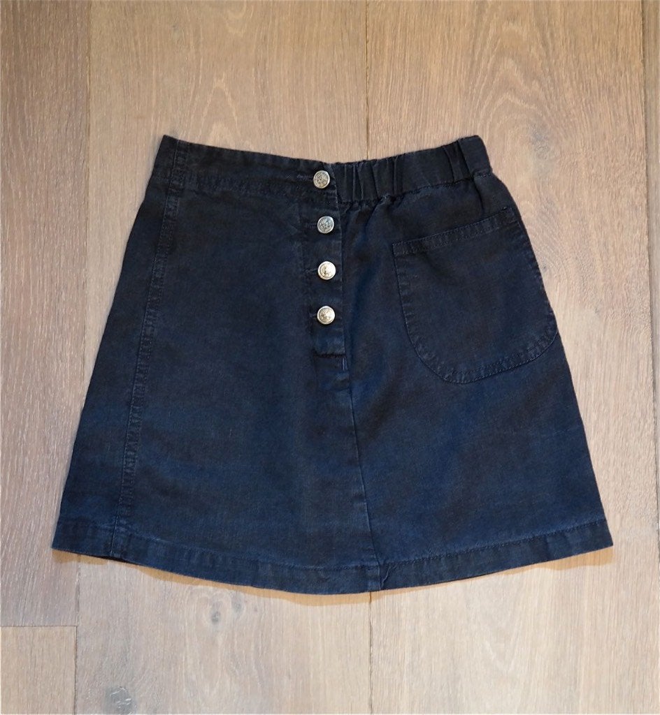 ZGAN: Rokje donkerblauw linnenlook; knoopjessluiting; mt 122, Meisje, Ophalen of Verzenden, Zo goed als nieuw, Jurk of Rok