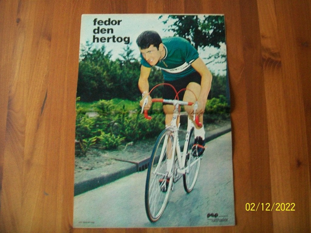 Poster Fedor den Hertog ( Pep uithaler) - Wielrennen, Verzenden, Zo goed als nieuw, Lopen en Fietsen