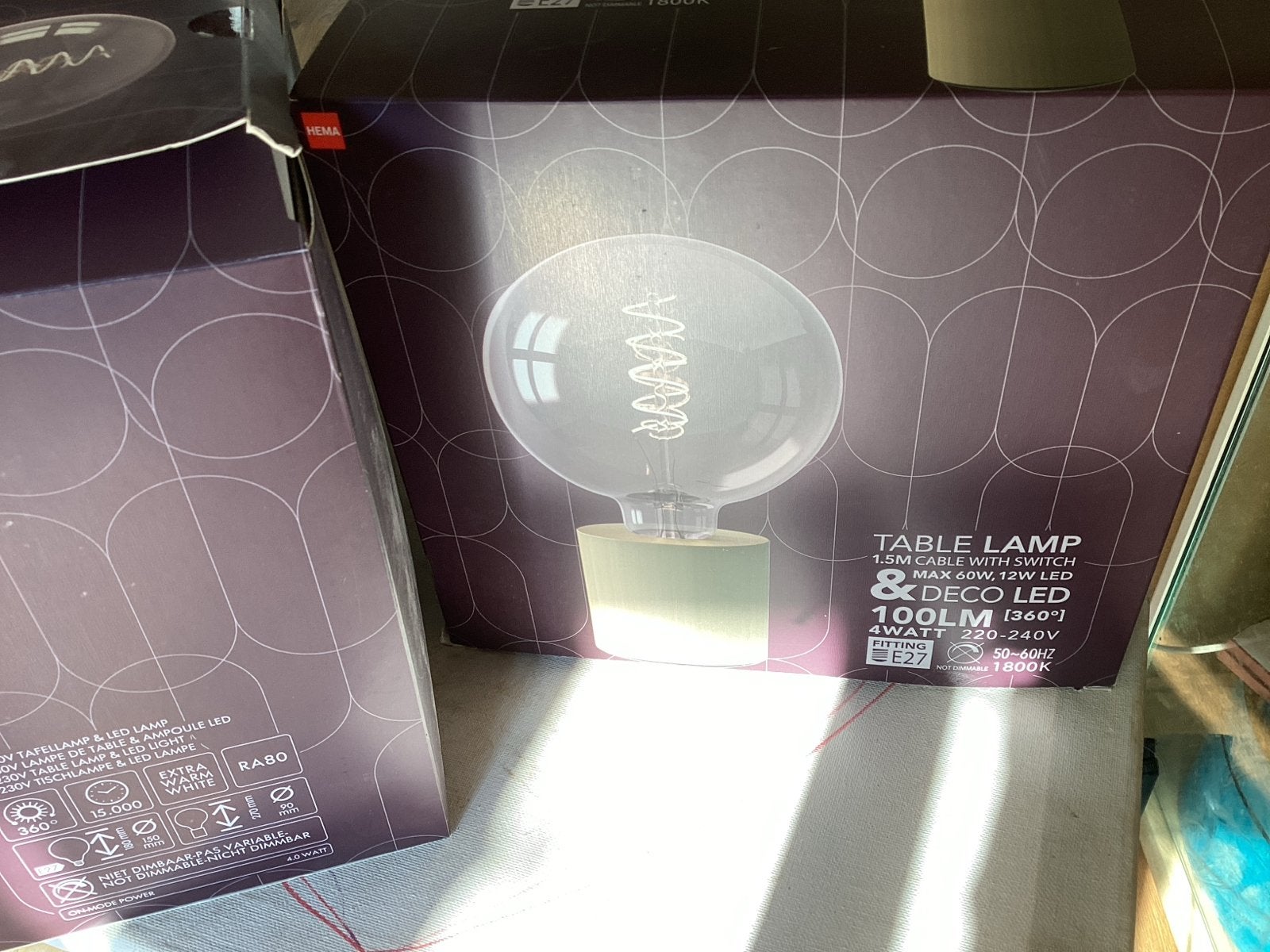 2x LED tafellamp bol met houten voet - Nieuw in doos, Ophalen, LED verlichting, Overige merken, Nieuw