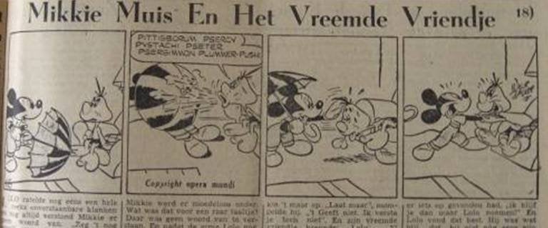 zoek krant mickey mikkie muis en het vreemde vriendje 1948, Ophalen of Verzenden, Gelezen, Krant