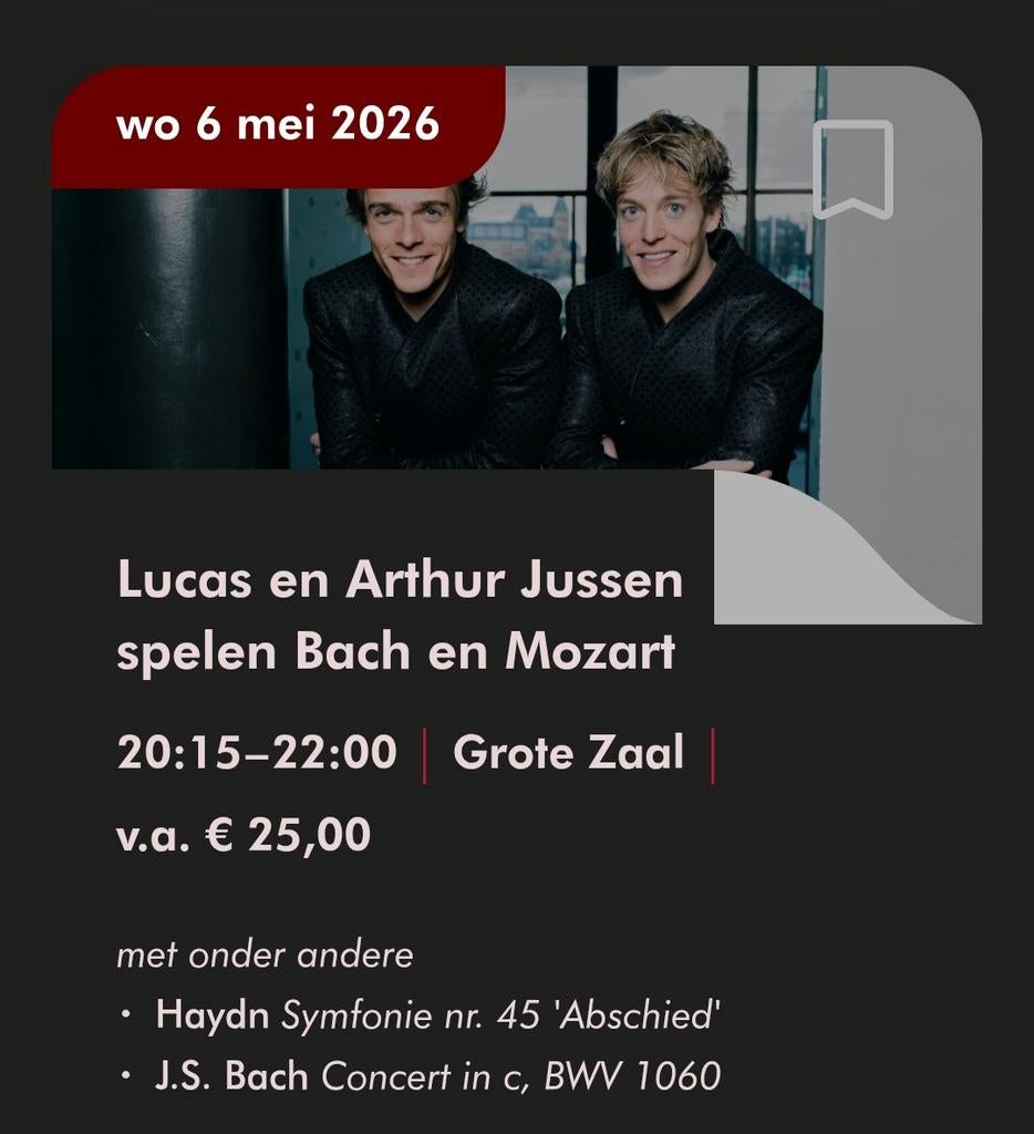 6 mei 20.15 uur Lucas en Arthur Jussen, Twee personen, Mei