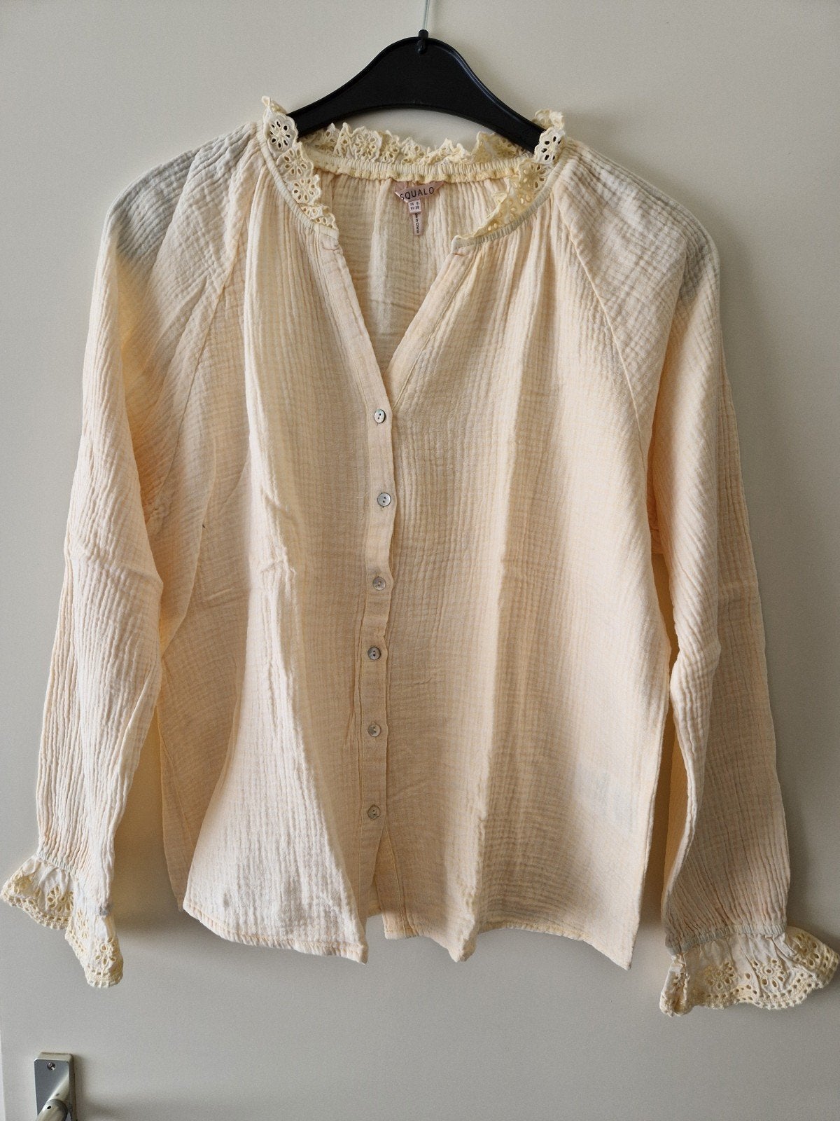 ESQUALO Mousseline Blouse Beige/Wit Maat 38 NIEUW, Maat 38/40 (M), ESQUALO, Beige, Nieuw