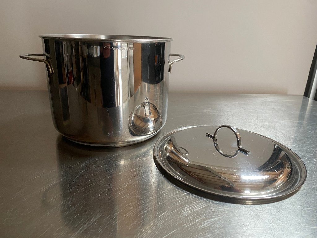 Lagostina RVS kookpan / soeppan 24 cm – ca. 8 liter, Gebruikt, Met handvatten, Ophalen of Verzenden, Rvs