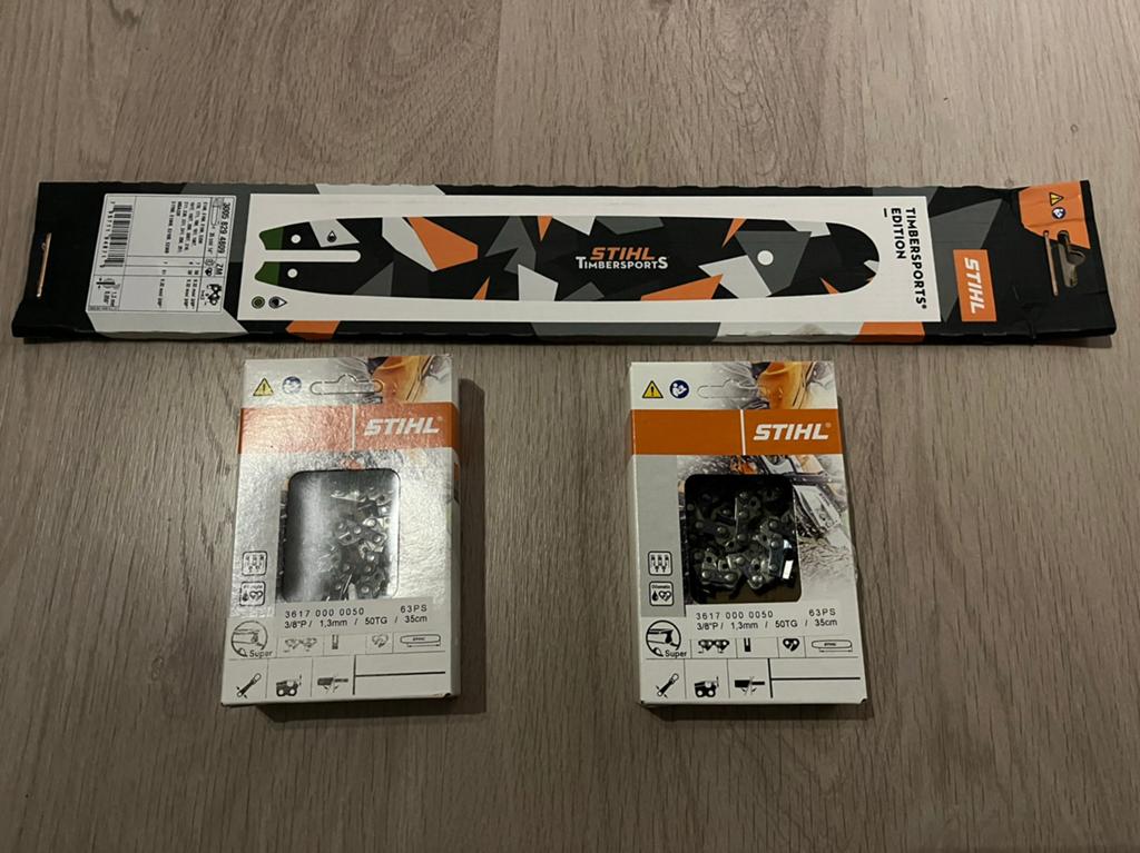 Stihl timbersports zaagblad 35cm + 2 Stihl kettingen nieuw, Tuin en Terras, Hand-tuingereedschap, Ophalen of Verzenden, Nieuw