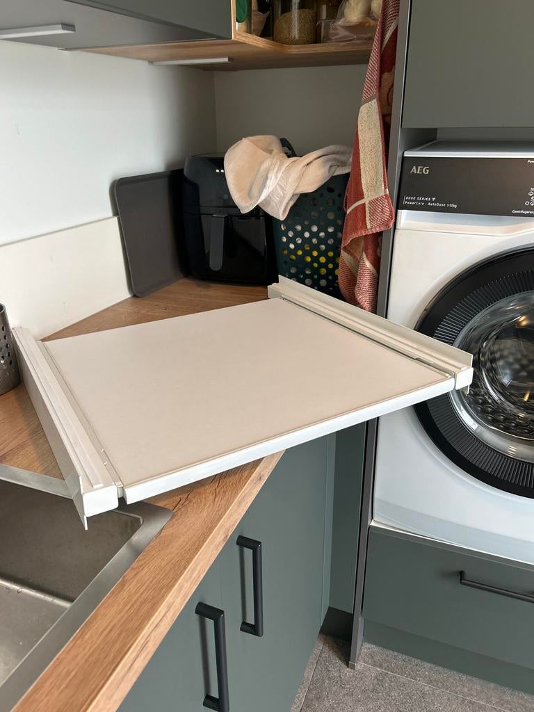 Tussenstuk wasmachine & droger met uitschuifbare plank, Witgoed en Apparatuur, Onderdelen en Toebehoren, Ophalen of Verzenden