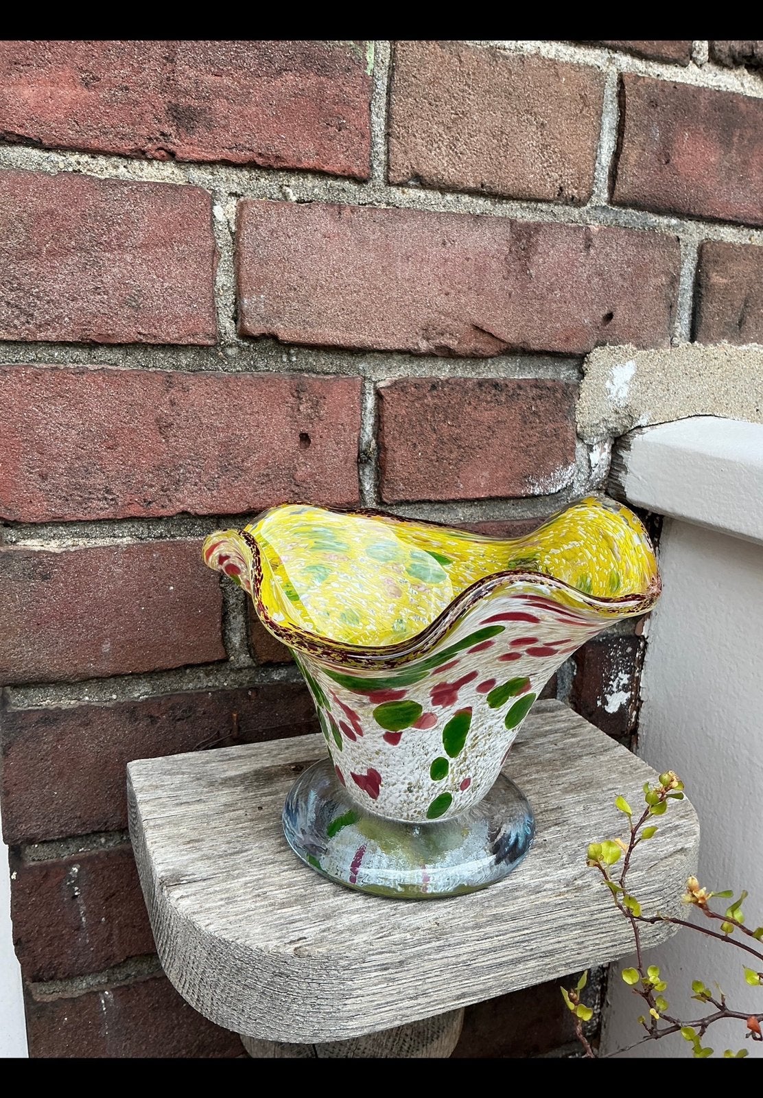 Mooie spatterglas vaas, schulprand. Dorotheenhütte Wolfach., Ophalen of Verzenden
