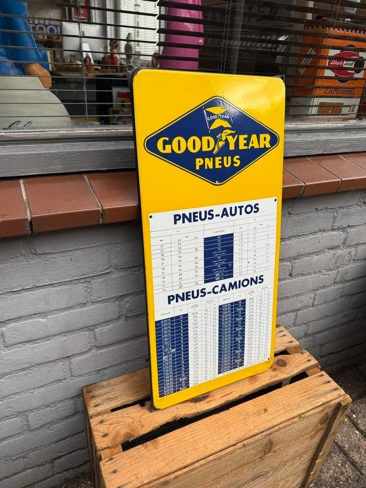 Vintage Goodyear Pneus-Autos/Camions Bord, Ophalen of Verzenden
