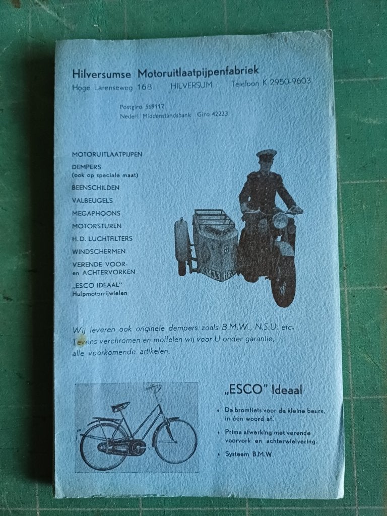 1954 Hilversumse Motoruitlaatpijpenfabriek, Motoren, Handleidingen en Instructieboekjes, Ophalen of Verzenden, Overige merken