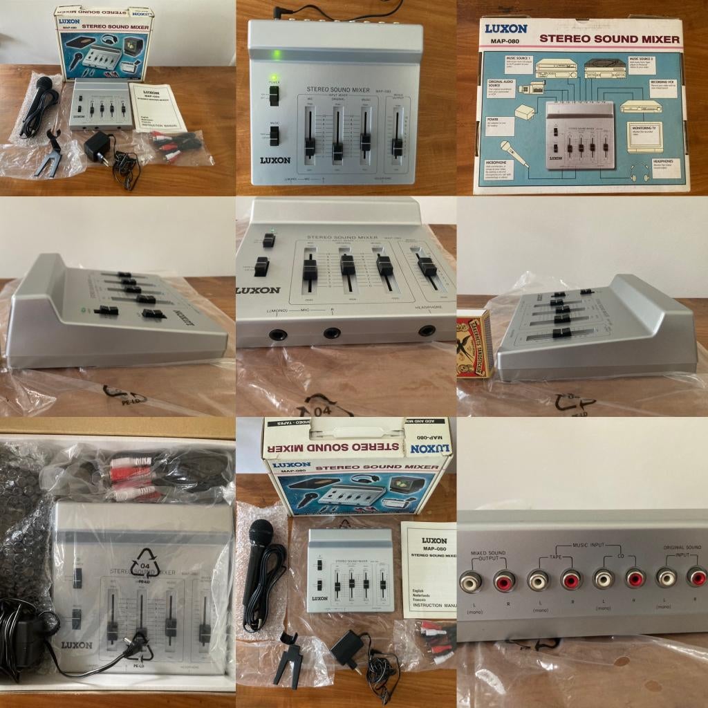 Vintage Luxon MAP-080 DJ stereo sound mixer originele doos, Muziek en Instrumenten, Mengpanelen, Ophalen of Verzenden, Zo goed als nieuw
