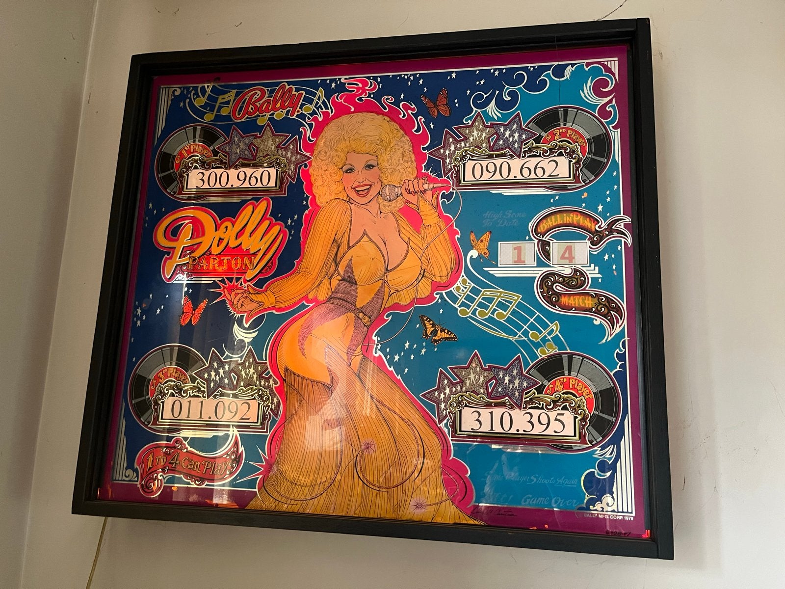 Dolly Parton Flipperkast Backglass Muurkunst/Lamp, Ophalen