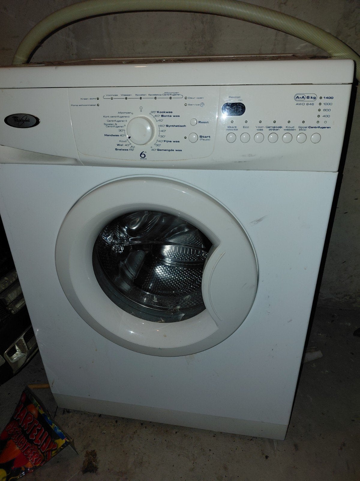 Whirlpool AWO 846 Wasmachine 6kg 1400 toeren, Gebruikt, Ophalen of Verzenden, Voorlader, 85 tot 90 cm