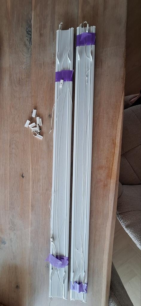 Twee witte verduisterende plisségordijnen bottum up, Ophalen, Wit, 100 tot 150 cm