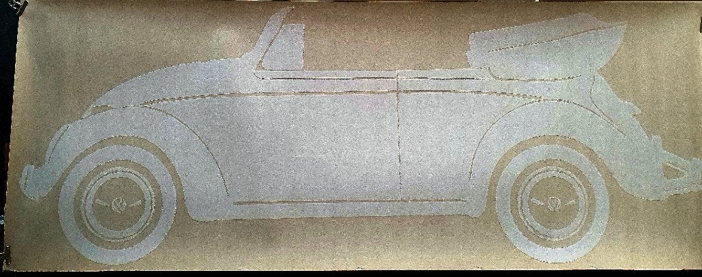 Poster/sticker - VW kever cabriolet - raamsticker wit, Verzenden, Deurposter of groter, Rechthoekig Liggend, Nieuw