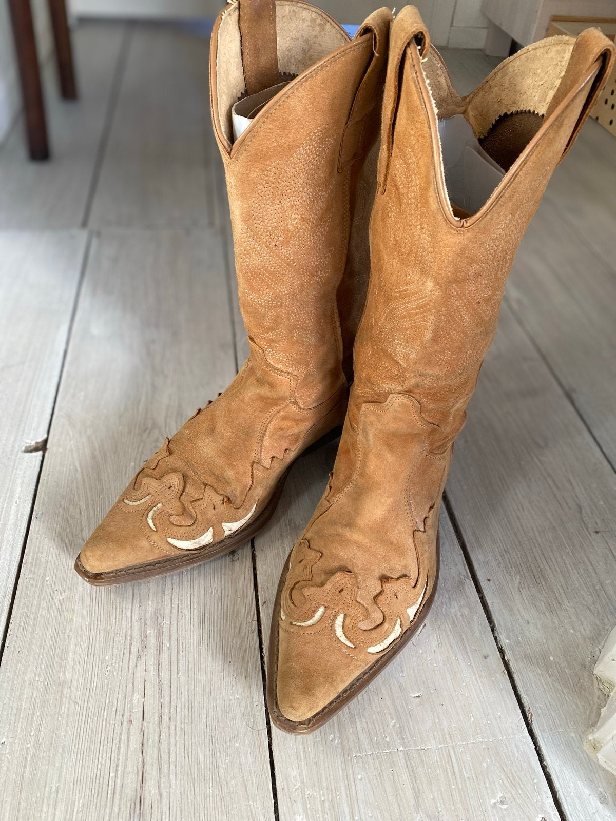Italiaanse suède cowboylaarzen met python inleg, Bruin, Verzenden, Boots, Gedragen